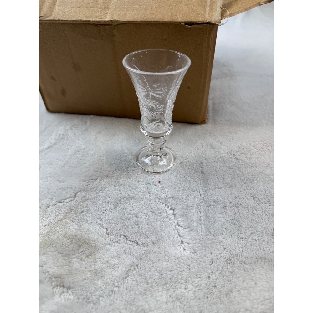 Youeon 12 Pack 1 Oz Carved Shot Glasses Stemmed Liqueur Cordial Clear Glass Set